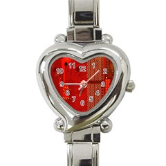 Computer Texture Red Motherboard Circuit Heart Italian Charm Watch by Simbadda