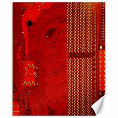 Computer Texture Red Motherboard Circuit Canvas 16  X 20   by Simbadda