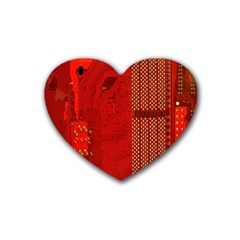 Computer Texture Red Motherboard Circuit Heart Coaster (4 Pack)  by Simbadda