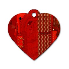 Computer Texture Red Motherboard Circuit Dog Tag Heart (one Side) by Simbadda