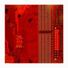 Computer Texture Red Motherboard Circuit Medium Glasses Cloth (2-side) by Simbadda