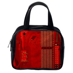 Computer Texture Red Motherboard Circuit Classic Handbags (one Side) by Simbadda