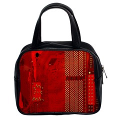 Computer Texture Red Motherboard Circuit Classic Handbags (2 Sides) by Simbadda