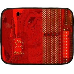 Computer Texture Red Motherboard Circuit Fleece Blanket (mini) by Simbadda