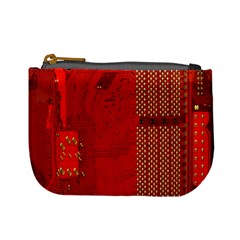 Computer Texture Red Motherboard Circuit Mini Coin Purses by Simbadda