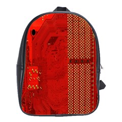 Computer Texture Red Motherboard Circuit School Bags(large)  by Simbadda