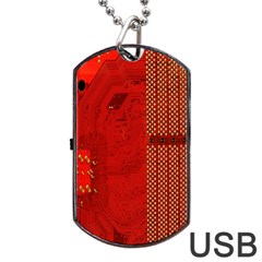 Computer Texture Red Motherboard Circuit Dog Tag Usb Flash (one Side) by Simbadda