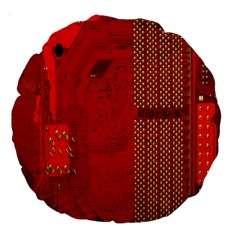 Computer Texture Red Motherboard Circuit Large 18  Premium Round Cushions by Simbadda