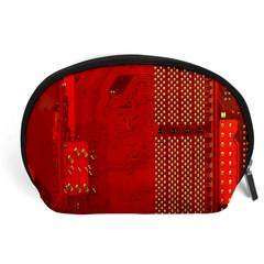 Computer Texture Red Motherboard Circuit Accessory Pouches (large)  by Simbadda