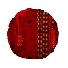 Computer Texture Red Motherboard Circuit Standard 15  Premium Flano Round Cushions by Simbadda