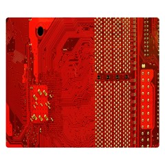 Computer Texture Red Motherboard Circuit Double Sided Flano Blanket (small)  by Simbadda