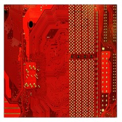 Computer Texture Red Motherboard Circuit Large Satin Scarf (square) by Simbadda