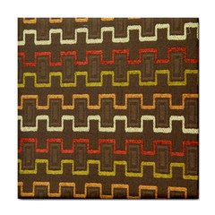 Fabric Texture Vintage Retro 70s Zig Zag Pattern Tile Coasters by Simbadda