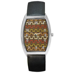 Fabric Texture Vintage Retro 70s Zig Zag Pattern Barrel Style Metal Watch