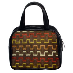 Fabric Texture Vintage Retro 70s Zig Zag Pattern Classic Handbags (2 Sides) by Simbadda