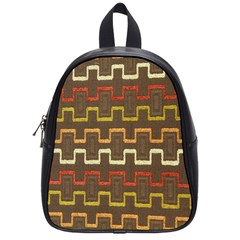 Fabric Texture Vintage Retro 70s Zig Zag Pattern School Bags (small)  by Simbadda