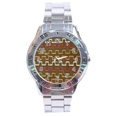 Fabric Texture Vintage Retro 70s Zig Zag Pattern Stainless Steel Analogue Watch by Simbadda