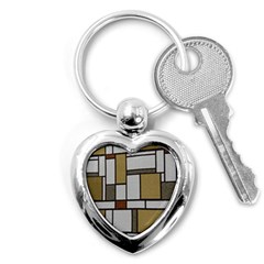 Fabric Textures Fabric Texture Vintage Blocks Rectangle Pattern Key Chains (heart)  by Simbadda