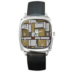 Fabric Textures Fabric Texture Vintage Blocks Rectangle Pattern Square Metal Watch by Simbadda