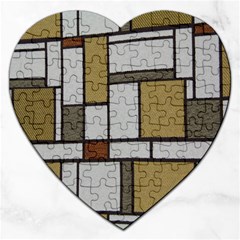 Fabric Textures Fabric Texture Vintage Blocks Rectangle Pattern Jigsaw Puzzle (heart) by Simbadda