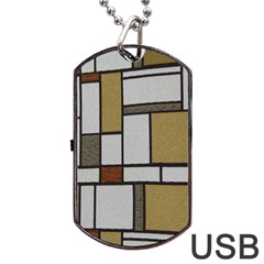 Fabric Textures Fabric Texture Vintage Blocks Rectangle Pattern Dog Tag Usb Flash (one Side) by Simbadda