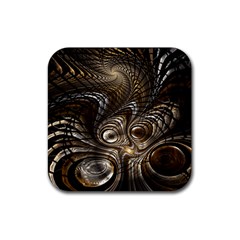 Fractal Art Texture Neuron Chaos Fracture Broken Synapse Rubber Coaster (square)  by Simbadda