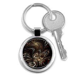 Fractal Art Texture Neuron Chaos Fracture Broken Synapse Key Chains (round) 