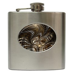 Fractal Art Texture Neuron Chaos Fracture Broken Synapse Hip Flask (6 Oz) by Simbadda