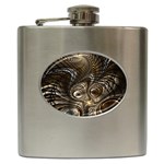 Fractal Art Texture Neuron Chaos Fracture Broken Synapse Hip Flask (6 oz) Front