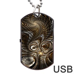 Fractal Art Texture Neuron Chaos Fracture Broken Synapse Dog Tag Usb Flash (one Side) by Simbadda