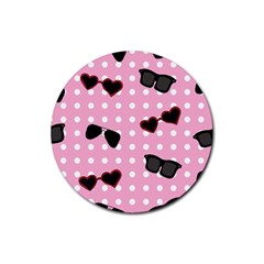 Pisunglass Tech Pink Pattern Rubber Round Coaster (4 pack) 