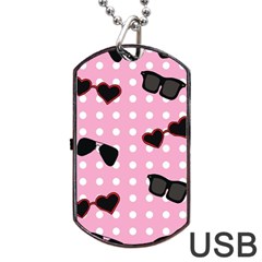 Pisunglass Tech Pink Pattern Dog Tag USB Flash (One Side)