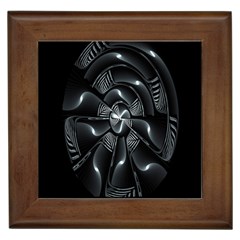 Fractal Disk Texture Black White Spiral Circle Abstract Tech Technologic Framed Tiles