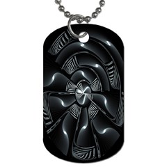 Fractal Disk Texture Black White Spiral Circle Abstract Tech Technologic Dog Tag (two Sides) by Simbadda