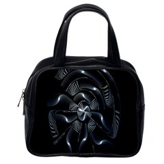 Fractal Disk Texture Black White Spiral Circle Abstract Tech Technologic Classic Handbags (one Side)