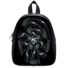 Fractal Disk Texture Black White Spiral Circle Abstract Tech Technologic School Bags (small)  by Simbadda