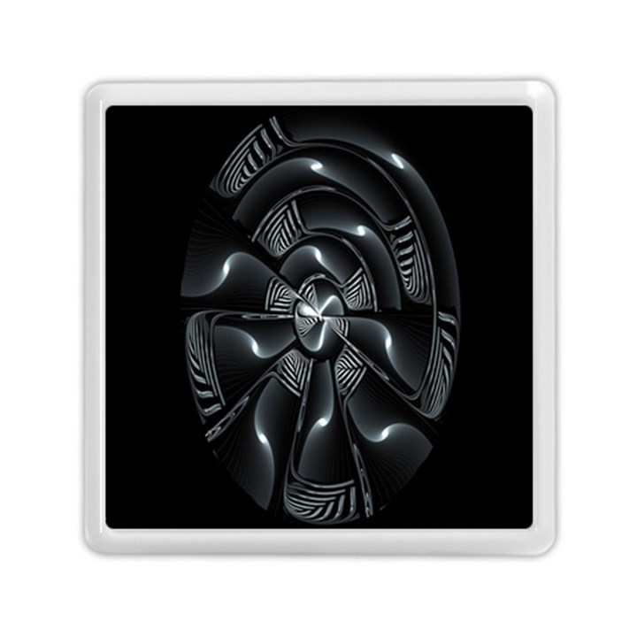 Fractal Disk Texture Black White Spiral Circle Abstract Tech Technologic Memory Card Reader (Square) 