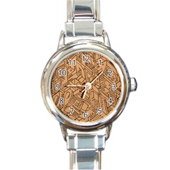 Mechanical Tech Pattern Round Italian Charm Watch