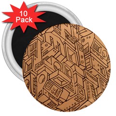 Mechanical Tech Pattern 3  Magnets (10 Pack) 