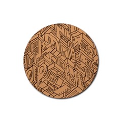 Mechanical Tech Pattern Rubber Round Coaster (4 Pack) 