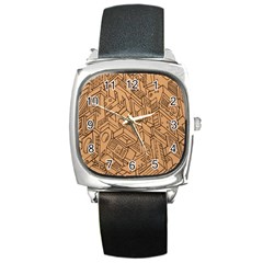 Mechanical Tech Pattern Square Metal Watch