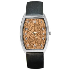 Mechanical Tech Pattern Barrel Style Metal Watch