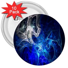 Ghost Fractal Texture Skull Ghostly White Blue Light Abstract 3  Buttons (10 Pack)  by Simbadda