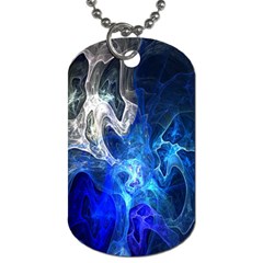 Ghost Fractal Texture Skull Ghostly White Blue Light Abstract Dog Tag (one Side) by Simbadda