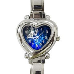 Ghost Fractal Texture Skull Ghostly White Blue Light Abstract Heart Italian Charm Watch by Simbadda