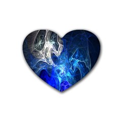 Ghost Fractal Texture Skull Ghostly White Blue Light Abstract Heart Coaster (4 Pack)  by Simbadda