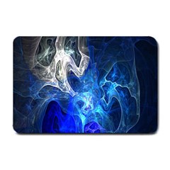 Ghost Fractal Texture Skull Ghostly White Blue Light Abstract Small Doormat  by Simbadda