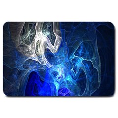 Ghost Fractal Texture Skull Ghostly White Blue Light Abstract Large Doormat  by Simbadda