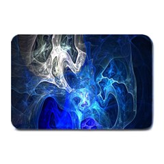 Ghost Fractal Texture Skull Ghostly White Blue Light Abstract Plate Mats by Simbadda