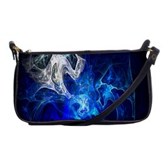 Ghost Fractal Texture Skull Ghostly White Blue Light Abstract Shoulder Clutch Bags by Simbadda